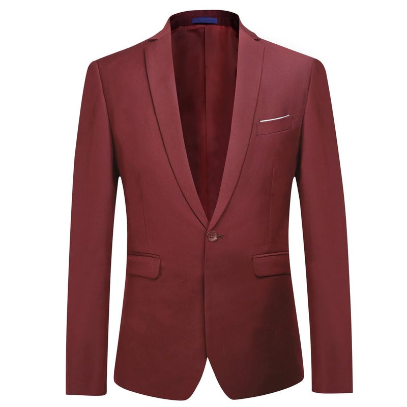 YFFUSHI Men's 3 Piece Suit Sets Slim Fit One Button Blazer with Vest & Pants, Professional Business Wedding Suits Red Wine - Image 3